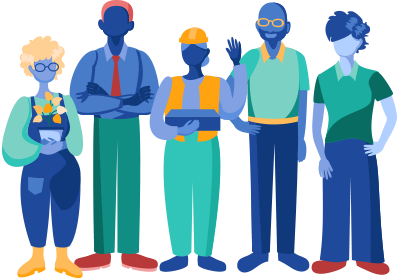 Illustration of a group of employees