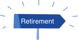 A directional sign which says "retirement"