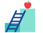Image of a ladder with an apple at the top